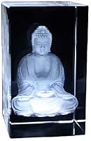 Meditating Buddha Etched Crystal Ornament - Gift Boxed