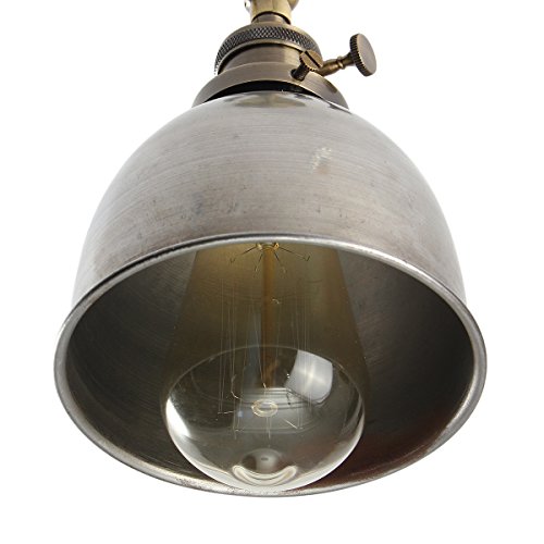 KING DO WAY Lampenschirme E27 Glühbirne Fassung Wandlampe Wandleuchte Deckenlampe Haengelampe Haengeleuchte Vintage Antik industrielle Schüssel Wandleuchter Loft Wand Lichtwand Lampe Silber - 5