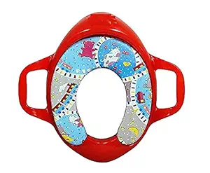 Graysee Cushioned Potty Seat, Toilet Seat with Handle for Kids, Baby Cushioned Potty Seat for Western Toilet with Easy Grip Handles and Comfortable seat Suitable for Boy/Girl, Angel Baby (Red)