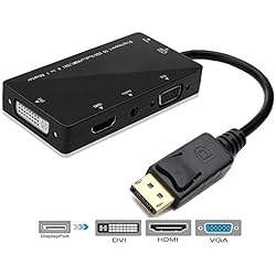 YIWENTEC 4-In-1 Multi-Function DisplayPort to HDMI DVI VGA Adapter Cable with Micro USB Audio Output Male to Female Converter