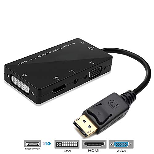YIWENTEC 4-In-1 Multi-Function DisplayPort to HDMI DVI VGA Adapter Cable with Micro USB Audio Output Male to Female Converter