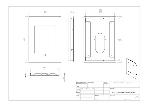 TabLines TWE040 EDELSTAHL Tablet Wandeinbau, Metall, edelstahl, 27,1 x 19,1 x 4 cm - 2