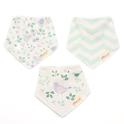 CuteOn Baby Drool Lätzchen, Unisex 3er-Pack Absorbierender Baumwolle, Dreieck Bib mit Druckknöpfen for Boys & Girls – Asorted - 2