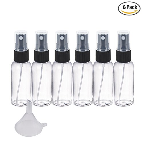 NALATI 6 X 50ml Zerstäuber Durchsichtig Plastik Parfümzerstäuber Leer Sprühflasche+1er Trichter für Reisen