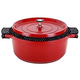 ROSSETTO Cocotte Ronde 28cm Léger, Fonte d'Aluminium, Revêtement Aspect Pierre, Tous Feux Dont Induction (Rouge)