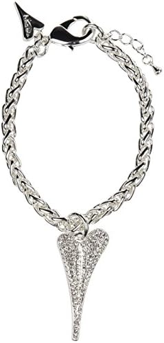 Miss Dee 1 micron silver plated fashion bracelet with full diamante heart pendant