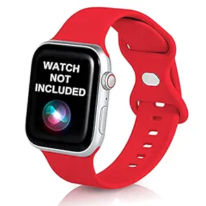 Vemigon Watch Strap Compatible with Apple Watch Straps 41mm 40 mm 38mm, Soft Silicone Sports Wristband for iWatch Series 7/6/5/4/3/2/1/SE (Watch Not Included) (41/40/38mm Red)