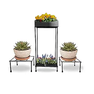 IRON LANDS 3 Tier Metal Stand Corner Plant Stand Pot Stand, Planter Stand Holder for Balcony