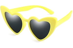 Long Keeper Occhiali da Sole Bambina Polarizzati Montatura Flessibile in Gomma con Custodia Rigida Occhiali a Cuore per Bambina Bambino da 3 a 9 Anni