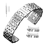 21mm Uhrenarmbänder 12mm 14-20mm 22mm 23mm 24mm Edelstahl Ersatz mit Geraden gekrümmtem Ende Silber