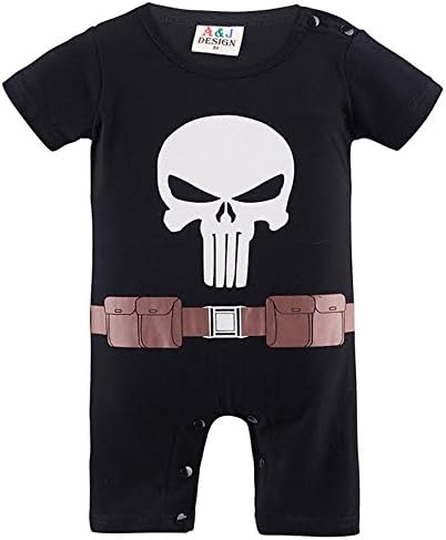 Marvel Punisher-inspired Baby Toddler Boy Romper Party Play Outfit. (6-12 Months)