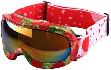 Yomeni Kids Ski Goggles - Helmet Compatible Snow Goggles for Boys & Girls with 100% UV Protection (Strawberry color)