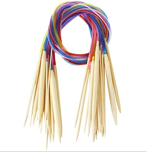 bestomrogh 18 Pcs Sizes 2.0 mm -10.0 mm 80 cm Circular Bamboo Knitting Needles Double Head/anti-résistance Bleach Needles with Coloured Plastic Tube