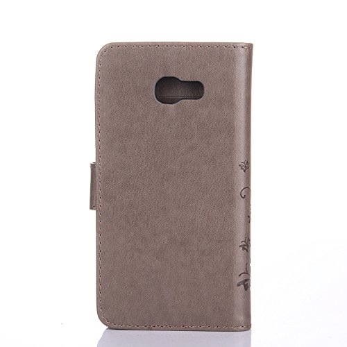 Samsung Galaxy A5 ( 2017 ) Hülle, Samsung Galaxy A5 ( 2017 ) Schutzhülle, Alfort 3 in 1 Lederhülle Fashion Design Premium PU Leder Hohe Qualität Tasche Case Cover Kasten Abdeckung Wallet für Samsung Galaxy A5 ( 2017 ) 5.2″ Smartphone Funktion Standfunktion Unterstützte Telefone und Magnetverschluss mit Schmetterling ( Grau ) + Alfort Schwarz Stylus Pen - 3