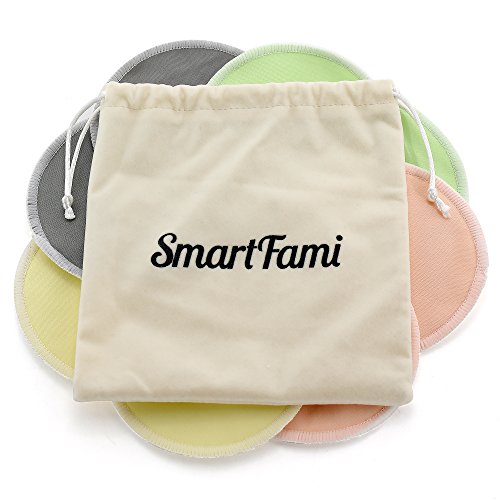 Best waschbar Bio Bambus Stilleinlage mit Wäschekorb und Tuch Tasche von smartfami, wiederverwendbar Stilleinlagen,, wasserdicht, auslaufsicher BH Pads, saugstark, hypoallergen, Stillen - 3