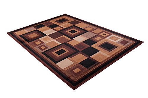 Designer Teppich Modern – Muster Karo Viereck in Braun – Top Wohnzimmer Design – Viele Größen Neuheit 200 x 300 cm - 7