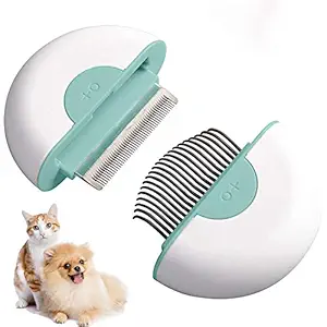 Plieren Cat Brush for Shedding and Grooming, 2 in 1 Massage Comb & Deshedding Brush for Long Short haired Cats &, Puppy Effectively Remove Shedding Mats, Tangled Hair, Dirt & Dander, 4?3.5inch