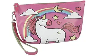 A Little Swag Cute Cosmetic Multipurpose Pouch Unicorn Design Printed Pen Pencil Stationery Kit for Kids