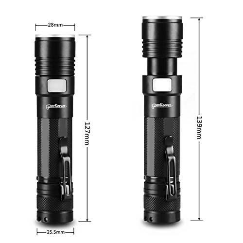 PovKeever Mini LED Taschenlampe USB wiederaufladbare Taschenlampe, 900 Lumen CREE XPE2 R5 Taschenlampe 5 Modus Taschenlampe 18650 Akku für Arbeit / Wandern / Camping enthalten - 3