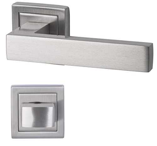 Preisvergleich Produktbild Süd-Metall 32544640 Südmetall Türbeschlag Canto Square-R Rosettengarnitur Edelstahlfarbig satiniert für Badezimmertüren; Türgriff; Türklinke; Türdrücker; Beschlag