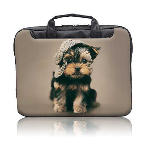 TaylorHe Rachael Hale Collection 15 / 15,6 Zoll Notebooktasche, Schultertasche für Notebook mit Muster , Laptoptasche mit Griff und Seitentaschen Laptop Bag hündchen, niedlicher - 2