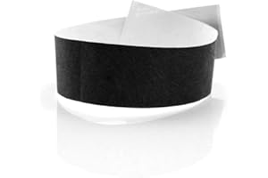 Fun Fan Line - 200 unidades Pulseras identificativas 19 mm de papel tyvek. Pulseras de control numeradas con cierre adhesivo. Intransferible y resistente al agua. (Color Negro)