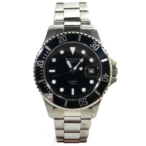 Regent F371 Uhr Herrenuhr Edelstahl 30m Analog Datum schwarz Regent F371 Uhr Herrenuhr Edelstahl 30m Analog Datum schwarz