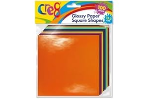 BARGAIN GATEWAY Cre8 Glossy Paper Square Shapes 15.5cm, Assorted Colours - 100 Sheets