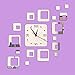 Tofern DIY 3D Wall Clock Stickers Modern Removable Mirror Style Art Decal Mural Home Living Room Bedroom Décor Decoration -Silver Squares Clock Mirror Stickers