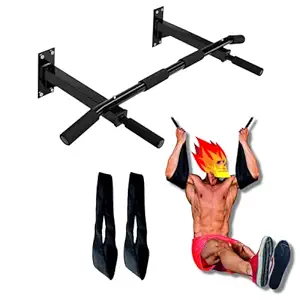 HASHTAG FITNESS Wall Mounting Chin Up Bar Steel with Solid One Piece Construction Bar Exercise & Fitness Kit