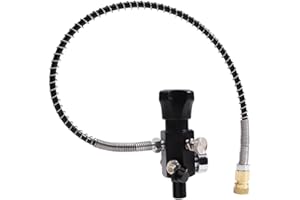 Bordhap PCP Air Tank Charging Valve Dual Gauge Valve Fill Station 5/8-18UNF 4500Psi with 20 Inches High Pressure Hose