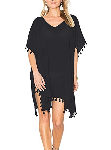 Femme Bohême Floral Imprimé Rayé Caftan Robe de Plage Pareo Été Maillot de Bain Sarong Bikini Cover Up Blouse Tunique Kimono Mousseline de Soie Grande Taille - Landove