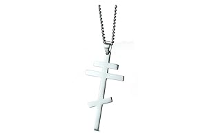 Vnox Collier pendentif en croix orthodoxe russe en acier inoxydable pour femme Forme byzantine,chaîne cubaine gratuite