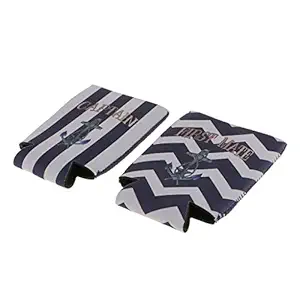Spograde 1 Pair Stubby Beer Bottle Tin Can Cooler Sleeve Holder First Mate Captain Anchor