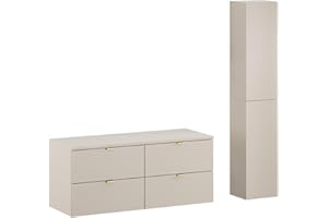 Lomadox Badezimmer Badmöbel Set 2-teilig mit 120 cm Waschtischunterschrank in Kaschmir matt