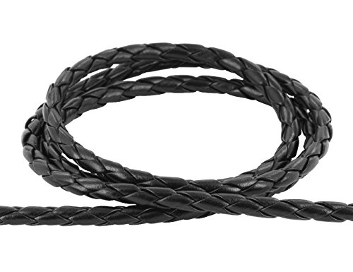 AURORIS - PU Lederband geflochten 5mm schwarz - Länge: 1m