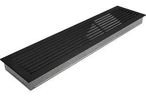 Griglia di ventilazione KRATKI FRESH | 17 x 70 cm | Nero | Griglia aria calda con lamelle in acciaio | Griglia di scarico per ventilazione camino | Per ogni tipo di interno