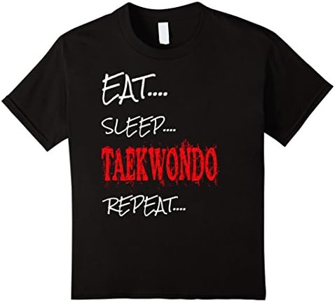Kids Eat, Sleep,Taekwondo, Repeat, Sports, Martial Arts T-Shirt 8 Black