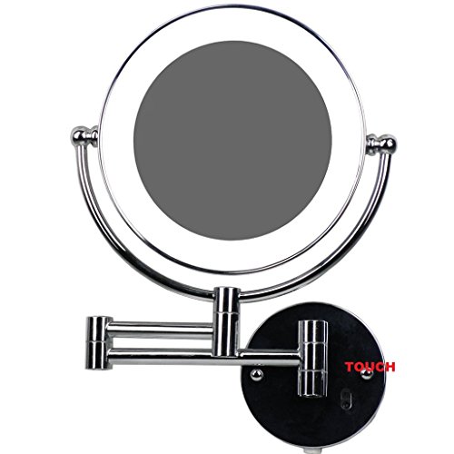 Luxusspiegel – LED Beleuchteter Kosmetikspiegel – Badspiegel – Hotelspiegel 7 Fach Zoom und Normalansicht mit Infrarot-Sensor (3cm dick) hochwertige Verarbeitung -Chrom - 3