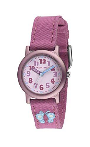 JACQUES FAREL ORG2222 ko - Kinderuhr Schmetterling Uhr Mdchen Kinderuhr Stoffband Aluminium 3Bar Analog rosa
