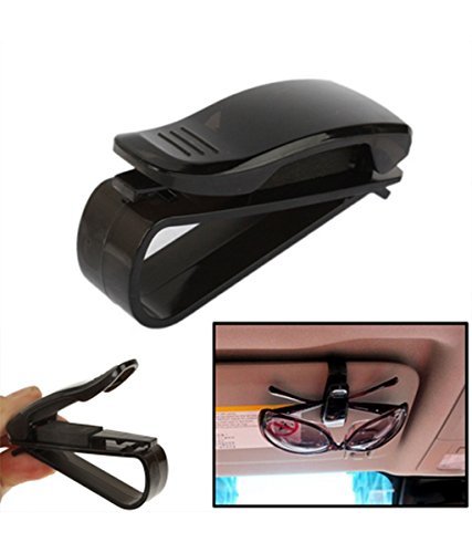 IMBS Nuevas Gafas De Sol Coche Sujeción Presilla Del Visor - Seguro Mount Billete gafas Tarjeta De Visita Pluma Sol Correa Ajuste - Negro