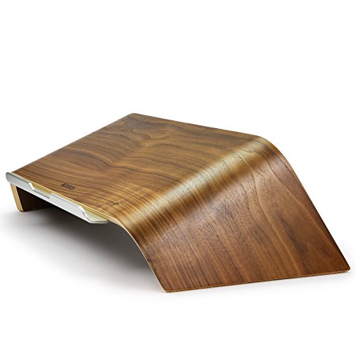 Urcover® UNIVERSAL Echt Holz Laptop Ständer Halter in Dunkel Braun mit Metalllippe | Samdi Edition Notebookständer | Desktop Laptopständer | Ultrabook Schreib-Tisch Halterung für Macbook, Lenovo Thinkpad uvm. - 2