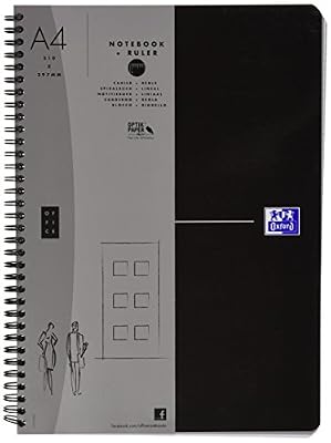 Oxford Essentials Cahier à Spirales A4 180p Petits Carreaux 5x5 noir