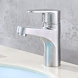Eeayyygch Einfache Edelstahl Wasserhahn heißer und kalter Wasserhahn Bad Wasserhahn heimwerkstoff bar einlochmontage (Farbe : King Single