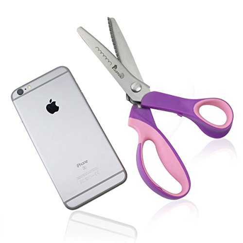 Zackenscheren, P.LOTOR Stoffschere Zickzackschere für Stoffe Schneiderschere mit Komfortgriff 24cm(9,3 Inches), Scalloped-Purple - 3