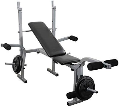 Weight Training Bench Folding Multi Gym Fitness Bench With Chest and Leg Exercise + 30kg Weight plates