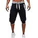 Produktbild OSYARD Herren Sport Zeichnen Hosen Elastische Stretchy Bodybuilding Bermuda Jogginghose(M, Schwarz)