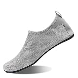  Strandschuhe Badeschuhe Schwimmen Aqua Barfuß Wassersport Yoga Schuhe Leicht Rutschfeste für Damen Herren (Silber, 35/36EU) (Asian size 36-37)