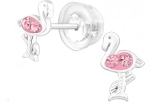 LA ROSA PRINCESA Tiny flamingo Boucles d'oreilles pour enfant en argent sterling 925 Flamant Rose