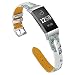 Produktbild Armband für Fitbit Charge 3 Watch Armband, Smartwatch Zubehör Leder Ersatzarmband Hohl Drucken Armbänder Smartwatch für Männer Frauen (Weiß)